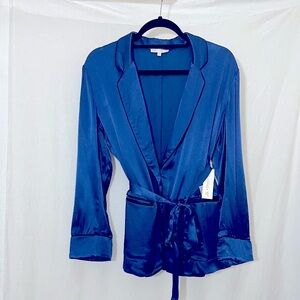 Gold Hawk Navy Blue Blazer/Kimono/Jacket *NWT* has black Piping; SMALL